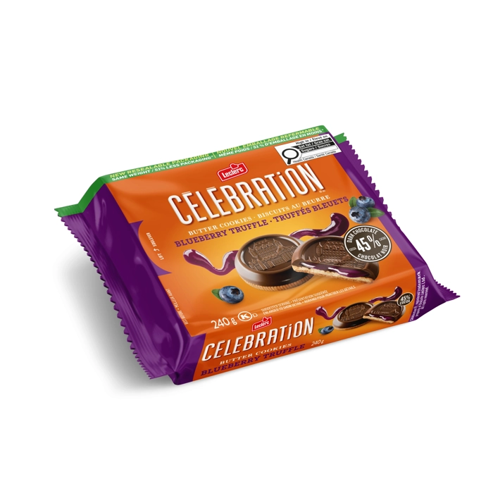 Biscuits au beurre truffés bleuets recouverts de vrai chocolat noir 45 % cacao