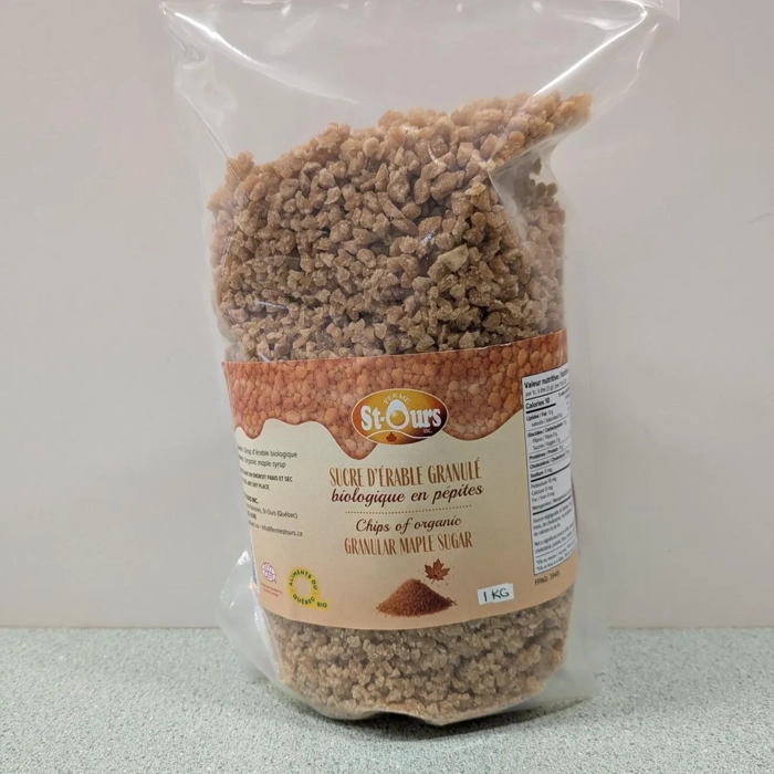 Sucre d'érable granulé en pépites biologique