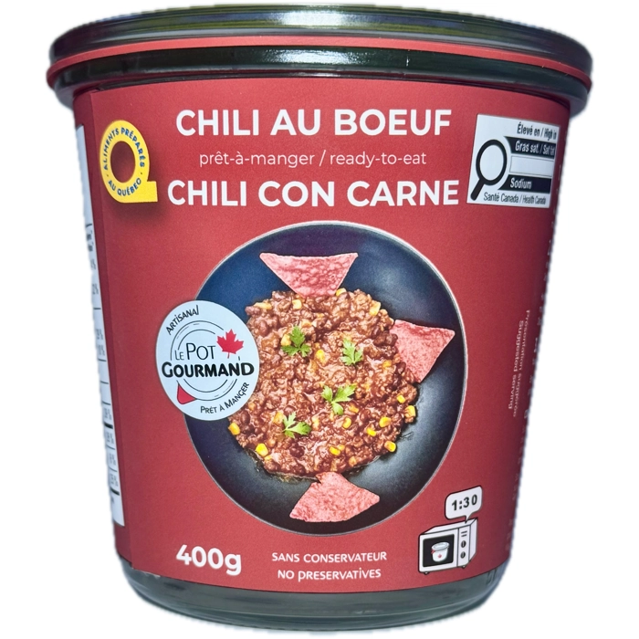Chili au boeuf, maïs et poivrons