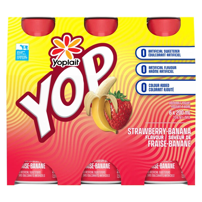 Yop Yogourt à boire Fraise-Banane 1.5% 6x200ml