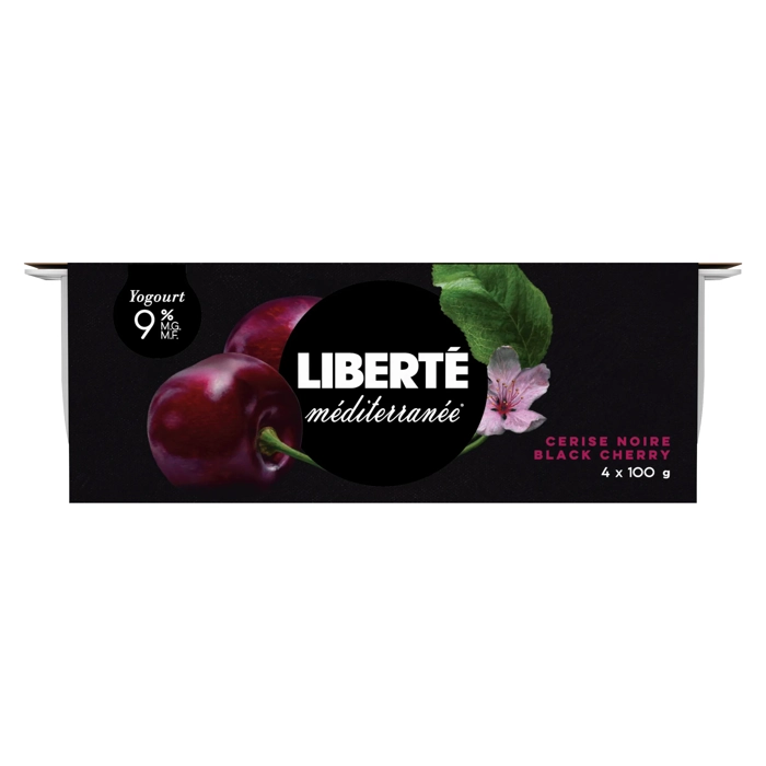 Liberté Méditerranée Yogourt Cerise noire 9% M.G. 4x100G