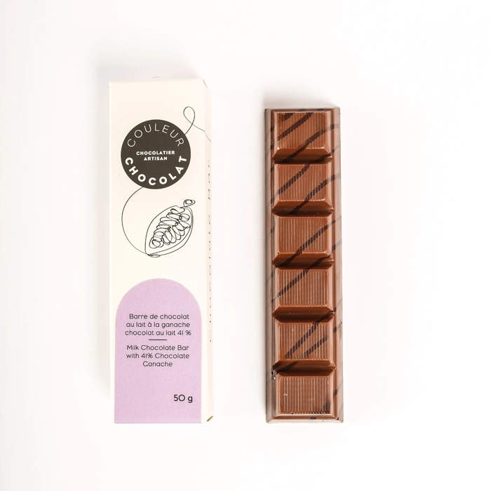 Barre de chocolat au lait à la ganache chocolat au lait 41%