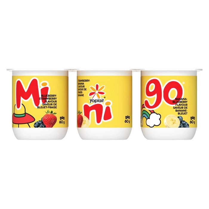 Yoplait Minigo Yogourt Fraises-banane, bleuet-fraise, banane-bleuet 2% M.G. 6x60G