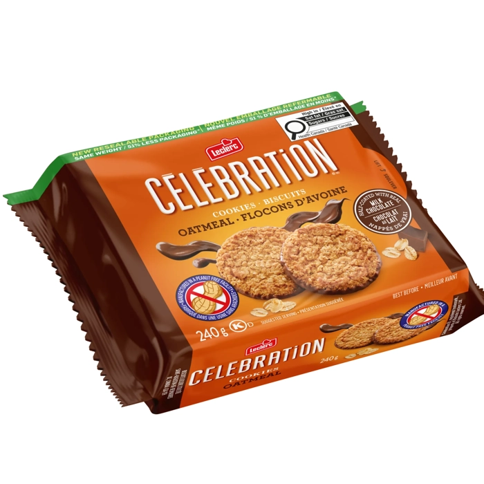 Biscuits flocons d’avoine nappés de vrai chocolat au lait