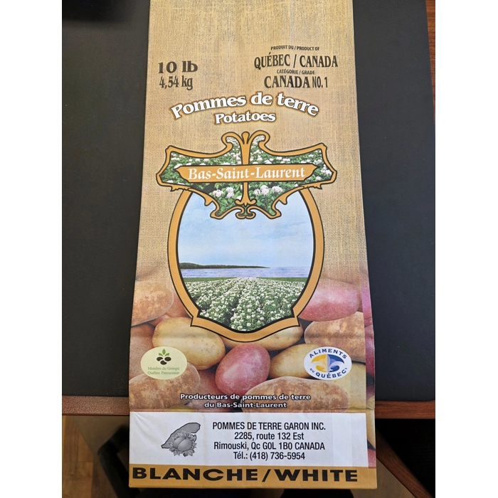 Pommes de terre Bas Saint-Laurent/Pommes de terre Garon Inc. - Ronde blanche 10 lb