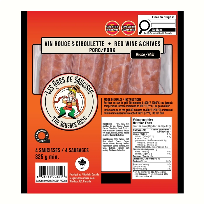 Saucisse Vin rouge & Ciboulette