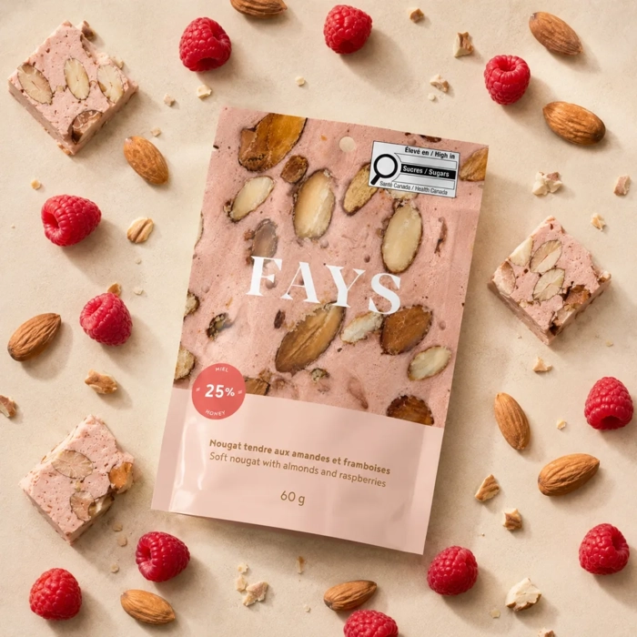 Nougat tendre aux amandes et framboise