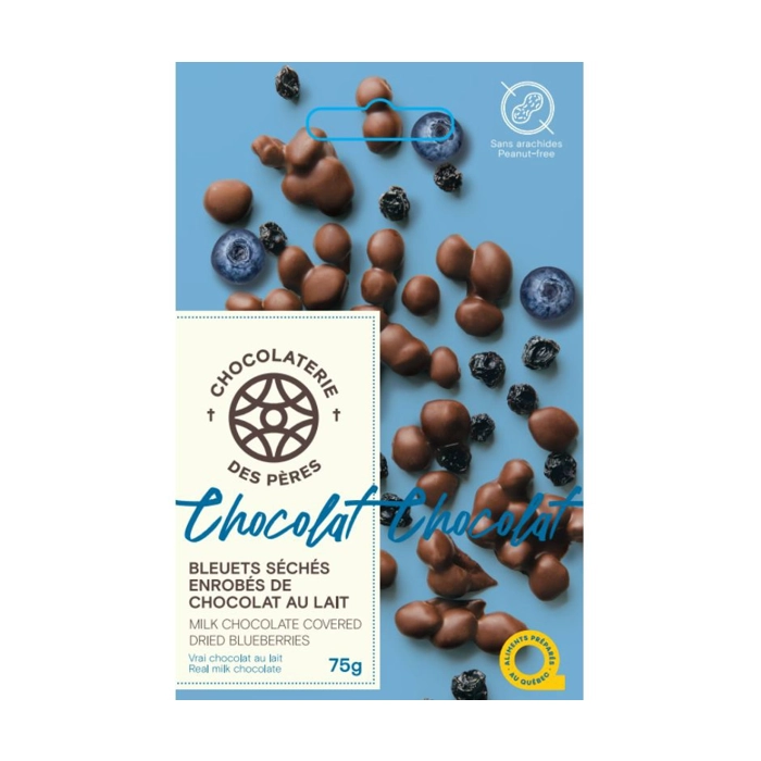 Bleuets séchés enrobés de chocolat au lait