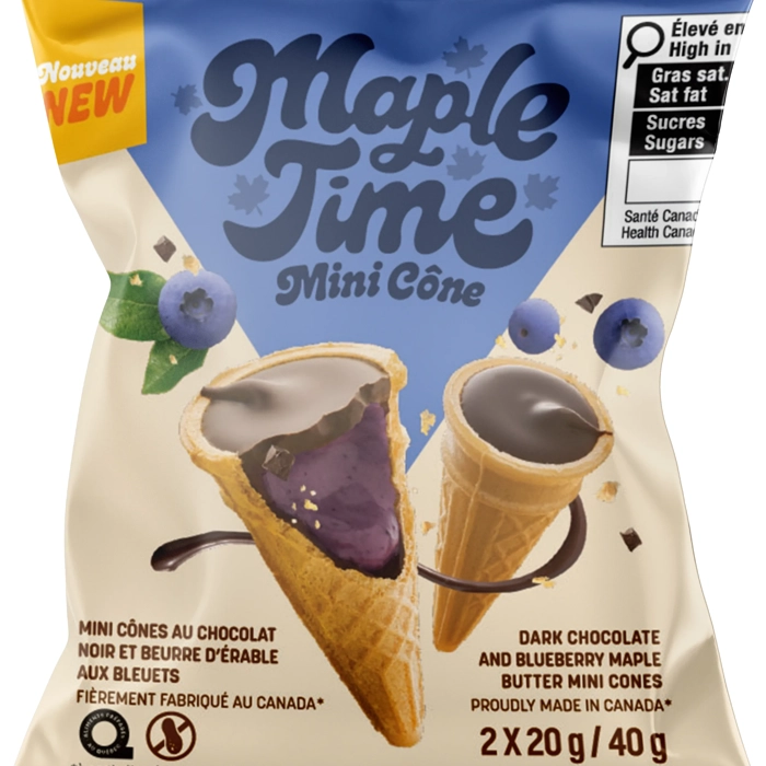 Cornets au chocolat noir et beurre d'érable bleuet (2 unités)