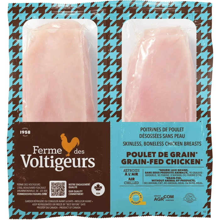 Poitrines désossées sans peau de poulet de grain