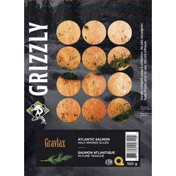Saumon de l'Atlantique mi-fumé tranché style Gravlax