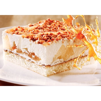 Caramel and pear slab cake