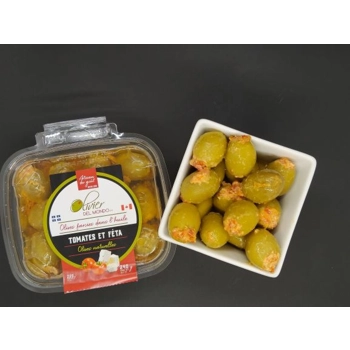 Olives vertes farcies aux tomates séchées et fêta