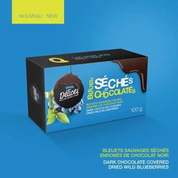 Dark chocolat covered dried wild blueberry