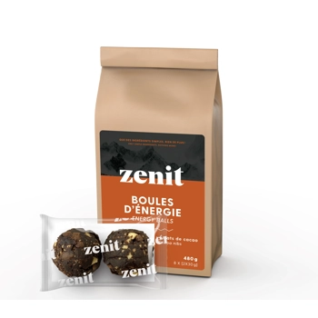 Boules d'énergie dattes, arachides et éclat de cacao