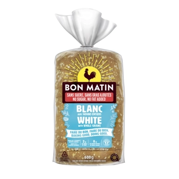 Pain blanc avec grains entiers sans sucre, sans gras ajoutés Bon Matin