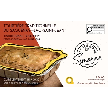Traditional tourtiere from Saguenay-Lac-St-Jean (Ready to bake)