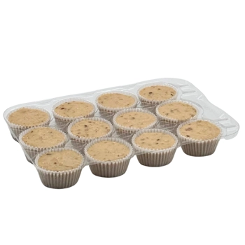Banana and nuts portioned muffin batter