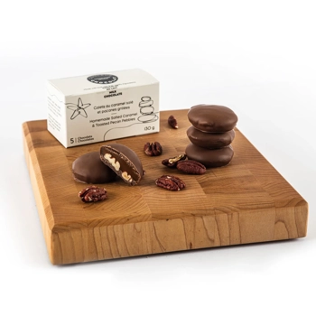 Galets au caramel salé et pacanes grillées, chocolat au lait