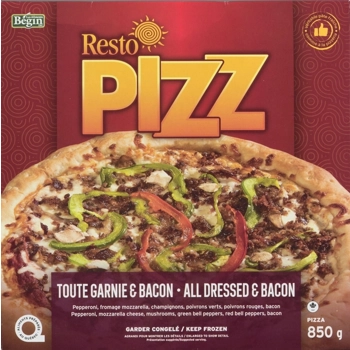 All dressed with bacon pizza