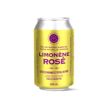 Eau gazéifiée aux arômes de terpènes Limonène Rosé