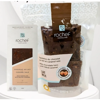 Milk chocolate bar with salted caramel.