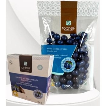 Dark chocolate covered dried blueberries