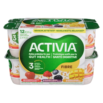Yogourt Probiotiques fibres à saveur de fraises, baies sauvages, mangues