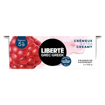 Liberté Greek Yogurt Raspberry 5% M.F. 4x100G