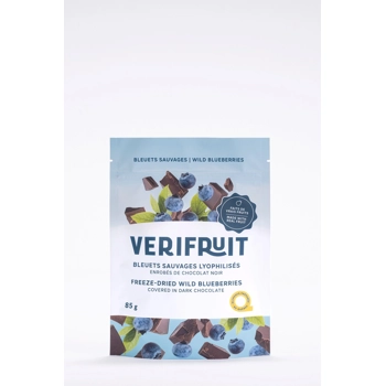 Freeze-dried wild blueberries coated in dark chocolate