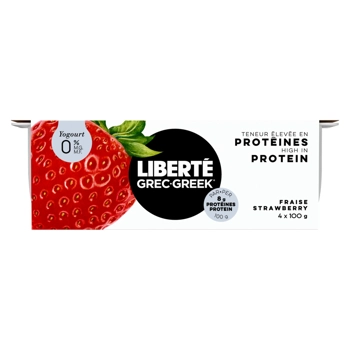 Liberté Greek Yogurt Strawberry 0% M.F. 4x100G
