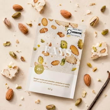 Nougat tendre aux amandes, pistaches et vanille