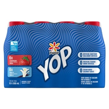 Yop Yogourt à boire Fraise, Vanille 1.5% 12x200ml
