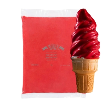 Red velvet cone dip topping