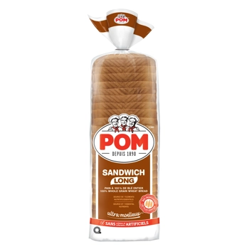 Sandwich long pain à 100% blé entier ultra-moelleux