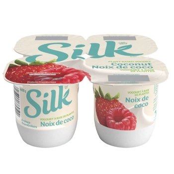 Plant-based coconut strawberry raspberry yogurt