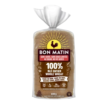 Pain à 100 % de blé entier sans sucre, sans gras ajoutés Bon Matin