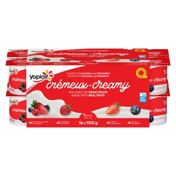 Yoplait Crémeux Framboises, bleuets, fruits des champs, fraises Yogourt