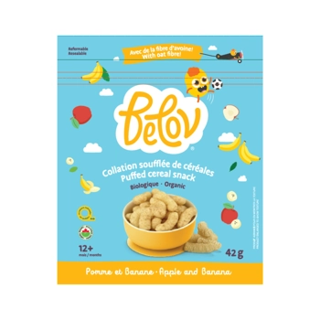 Collation soufflée de céréales pomme et banane