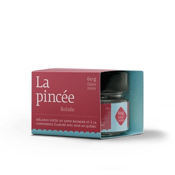 La pincée Boisée · Festive balsam ﬁr & cranberry spices blend