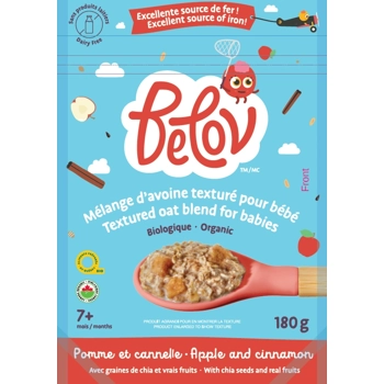 Mélange d'avoine texturé pour bébé pomme et cannelle