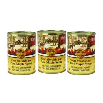 Sirop d’érable Pur CANADA A - TRÈS FONCÉ, Goût Prononcé - Boîtes de métal