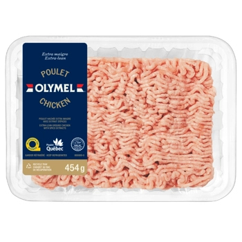 Poulet haché extra maigre avec extrait d'épices.