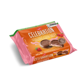 Strawberry & Creme Filling Truffle Cookies Topped with Real Milk Chocolate