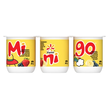 Yoplait Minigo Yogourt Fraises-banane, bleuet-fraise, banane-bleuet 2% M.G. 6x60G