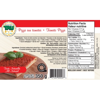 Tau All Natural Tomato pizza