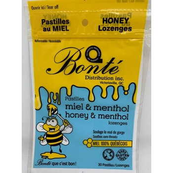 PASTILLES AU MIEL et MENTHOL