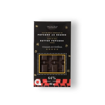 Tablette de chocolat au popcorn au beurre.