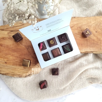 Boîte de 6 chocolats fins artisanaux VÉGANES