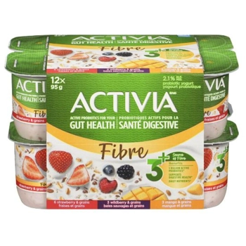 Yogourt Probiotiques fibres à saveur de fraises, baies sauvages, mangues